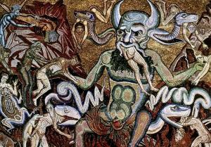 Mosaic on the vault (Detail of the Hell Scene), Baptistery, Florence.