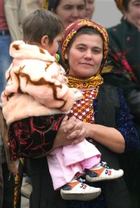 Turkmen woman and child