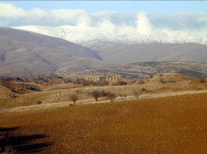 Looking toward the site of Pisidian Antioch. Atop the ridge in the center of the photo is the aqueduct that supplied water to the city.