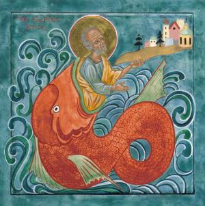 Icon of Jonah and the Whale Juliet Venter Metal Prints