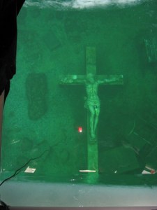 Cross of Jesus underwater in the Petoskey Bay, MI