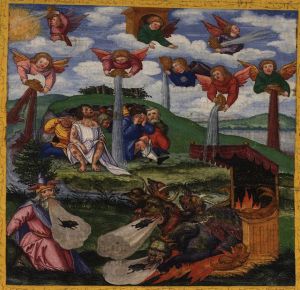 The Giving of the Seven Bowls of Wrath / The First Six Plagues Revelation 16:1-16  Matthias Gerung, c. 1531 Ottheinrich Bibel, Bayerische Staatsbibliothek