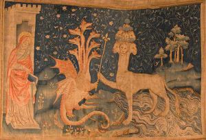 The Beast of the Sea  (Apocalypse Tapestry,  1377–1382) Musée de la Tapisserie, Château d'Angers, Angers 