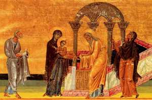 Presentation of Jesus at the Temple Painting from the Menologion of Basil II (c. 1000 AD) Vatican Library