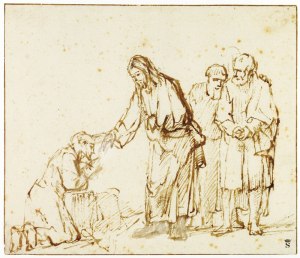 Jesus heals leper by Rembrandt