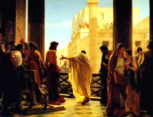 Jesus and Pontius Pilate (Ecce homo!) By Antonio Ciseri (1821–1891). Date: painted in 1871.