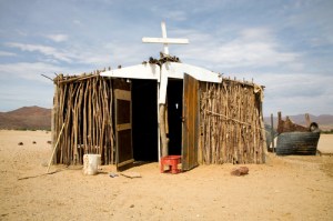 Poor christian church in the desert, north of Namibia 2006.