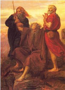 "Victory O Lord!" John Everett Millais, 1871 [Depicts Moses holding up his arms during the Battle of Rephidim, assisted by Hur (left) and Aaron.]